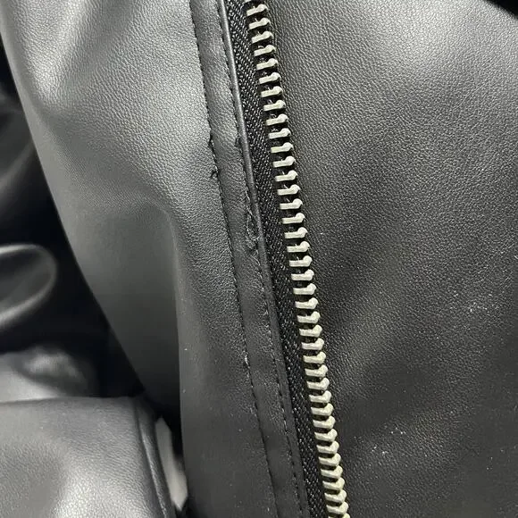 Bar III Faux Leather Moto Jacket Black Petite Small PS NWT - Picture 6 of 16